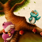 singing blue bird, purple badger, large tree, forest, Nina Mata illustrations
